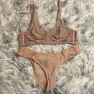 Victoria’s Secret sheer, nude matching bra and panty set